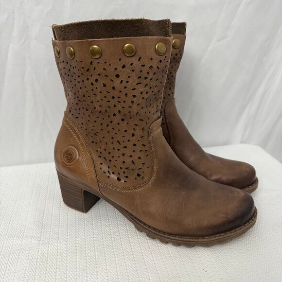Remonte Ankle Boots Womens 6 Brown Boho Studded Side Zip - Picture 1 of 11